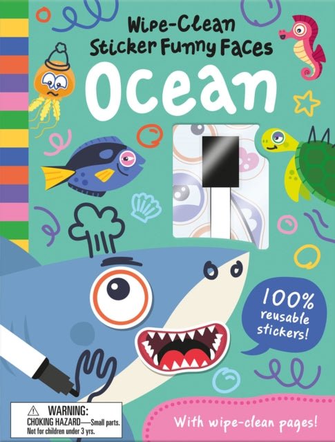 Wipe - Clean Sticker Funny Faces Ocean Activity Book - Acorn & Pip_Bookspeed