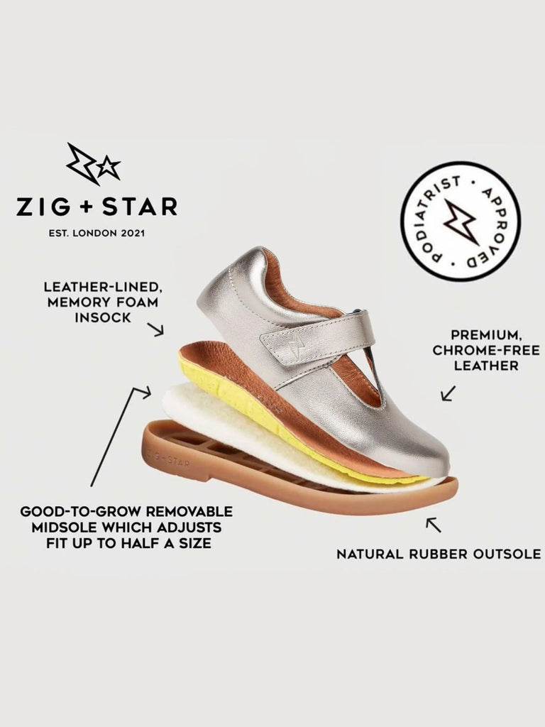 Zig & Star: Astro Girls School Shoes with Black - Black Leather - Acorn & Pip_Zig + Star