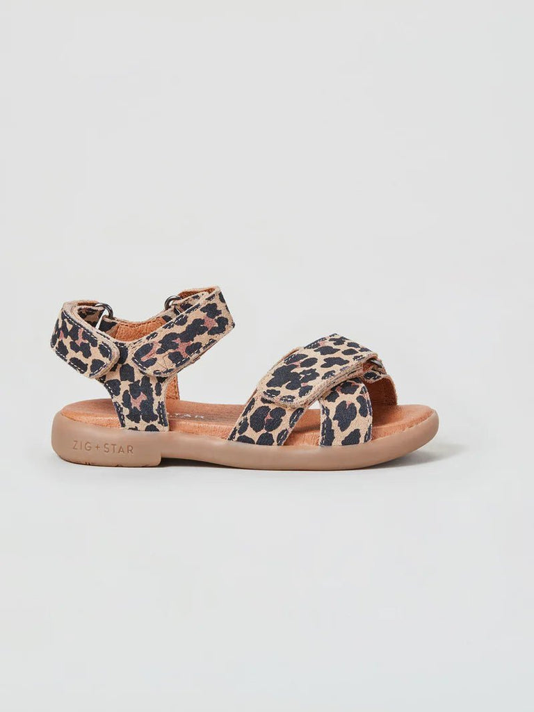 Zig + Star: Rae Cross - Strap Girls Sandals - Natural Animal - Acorn & Pip_Zig + Star