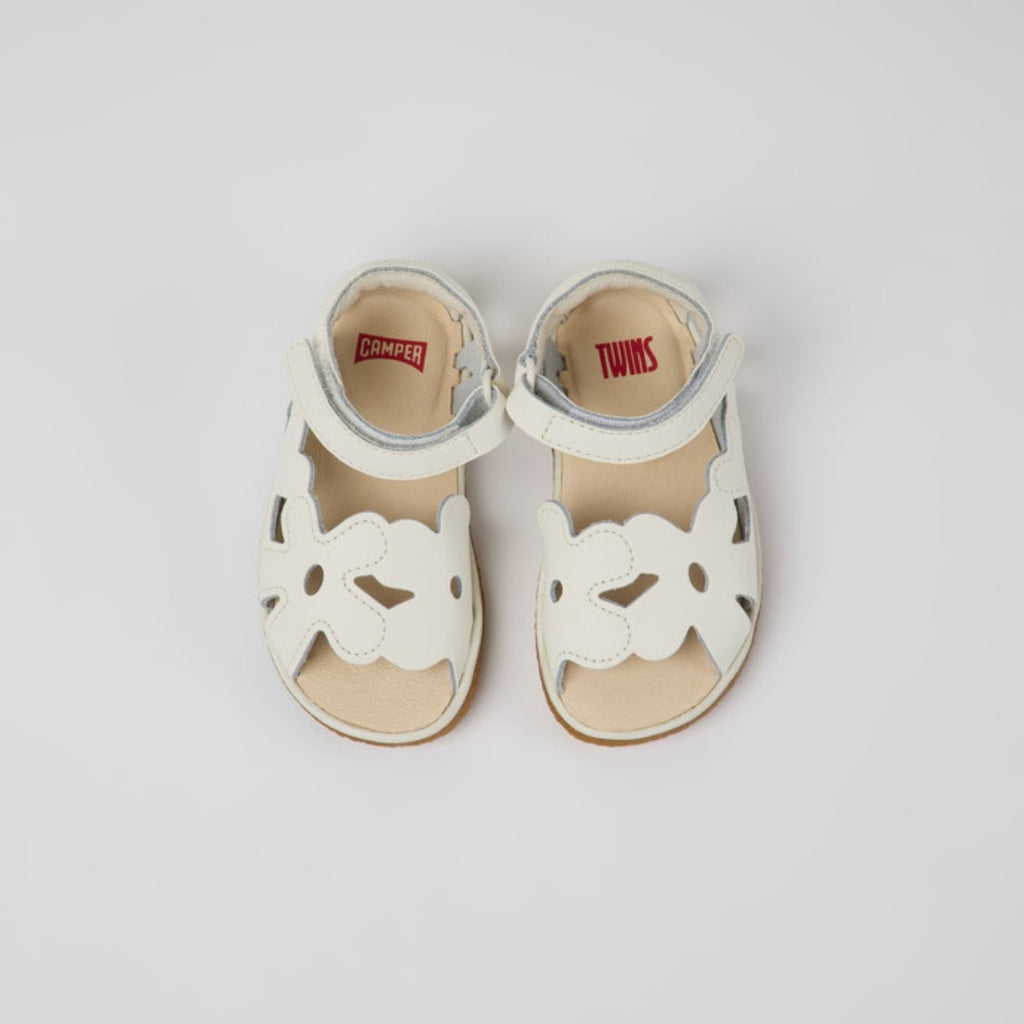 Camper: Twins Velcro Sandal - Corbu White Leather - Acorn & Pip_Camper
