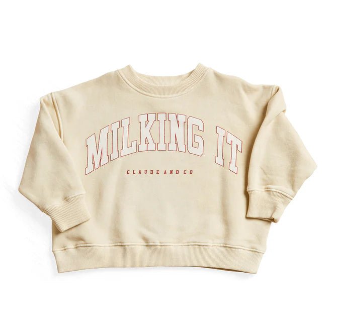 Claude & Co: Milking It College Sweater - Oat - Acorn & Pip_Claude & Co