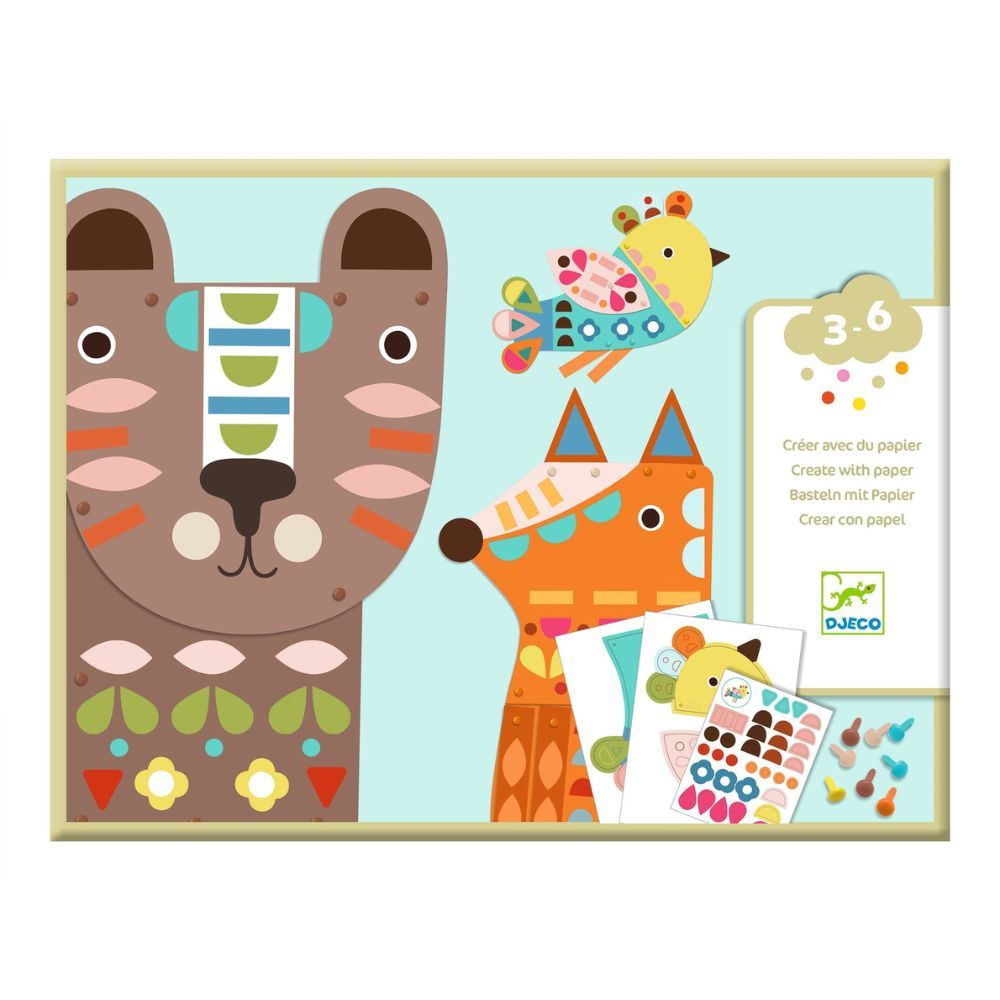 Djeco: Paper Create With Paper - 3 Giant Animals - Acorn & Pip_Djeco