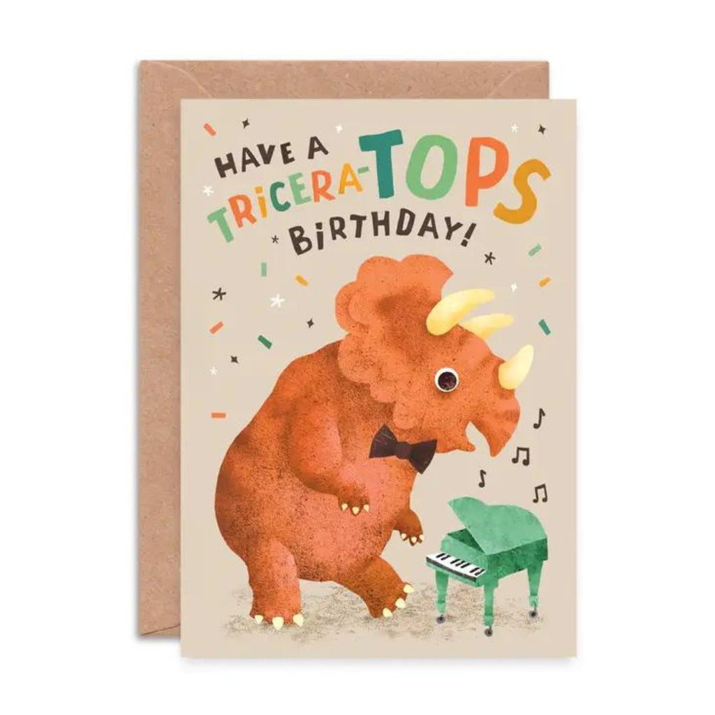 Emily Nash Illustration: Tricera-tops Birthday Card - Acorn & Pip_Emily Nash Illustration