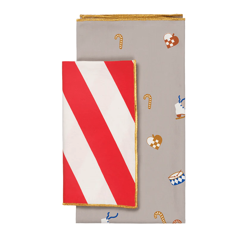 Fabelab: Fabric Gift Wrap - 2 pack - Stripe/Nostalgia - Acorn & Pip_Fabelab