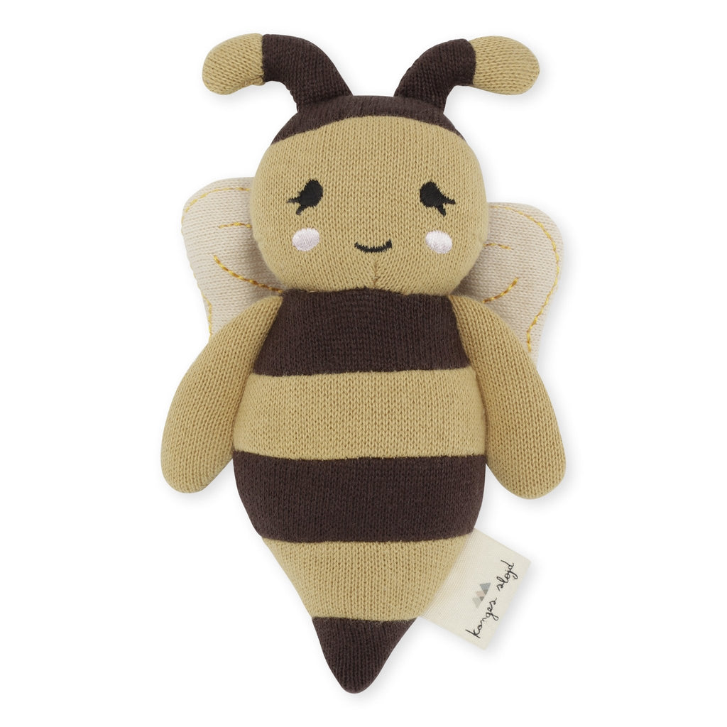Konges Sløjd: Bee Knitted Baby Rattle - Brown / Stripe - Acorn & Pip_Konges Sløjd