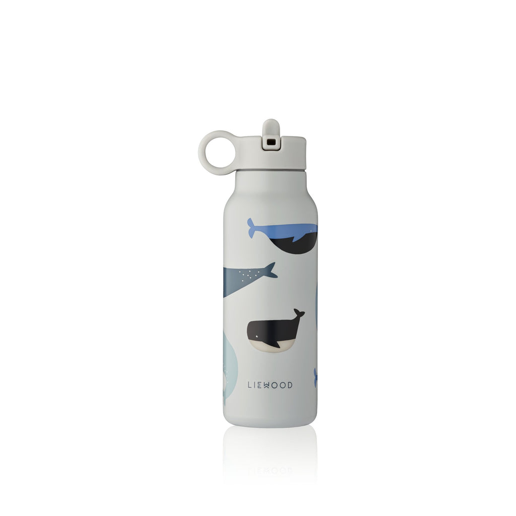 Liewood: Falk Water Bottle 350ml - Whale Print - Acorn & Pip_Liewood