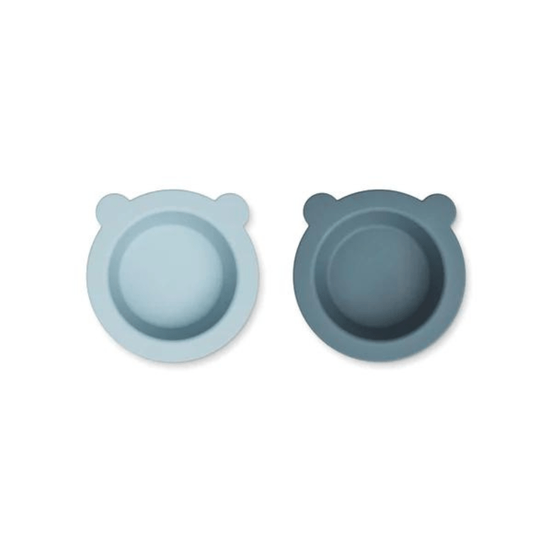 Liewood: Peony Suction Bowl 2 - pack - Sea Blue / Whale Blue - Acorn & Pip_Liewood