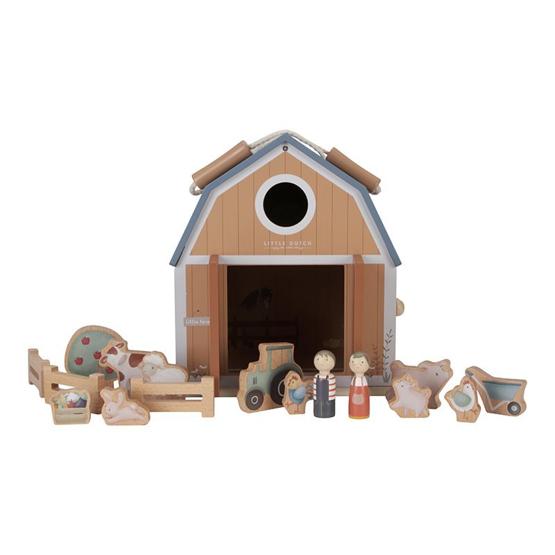 Little Dutch: Wooden Dolls House Play Barn with Figures - Little Farm - Acorn & Pip_Little Dutch