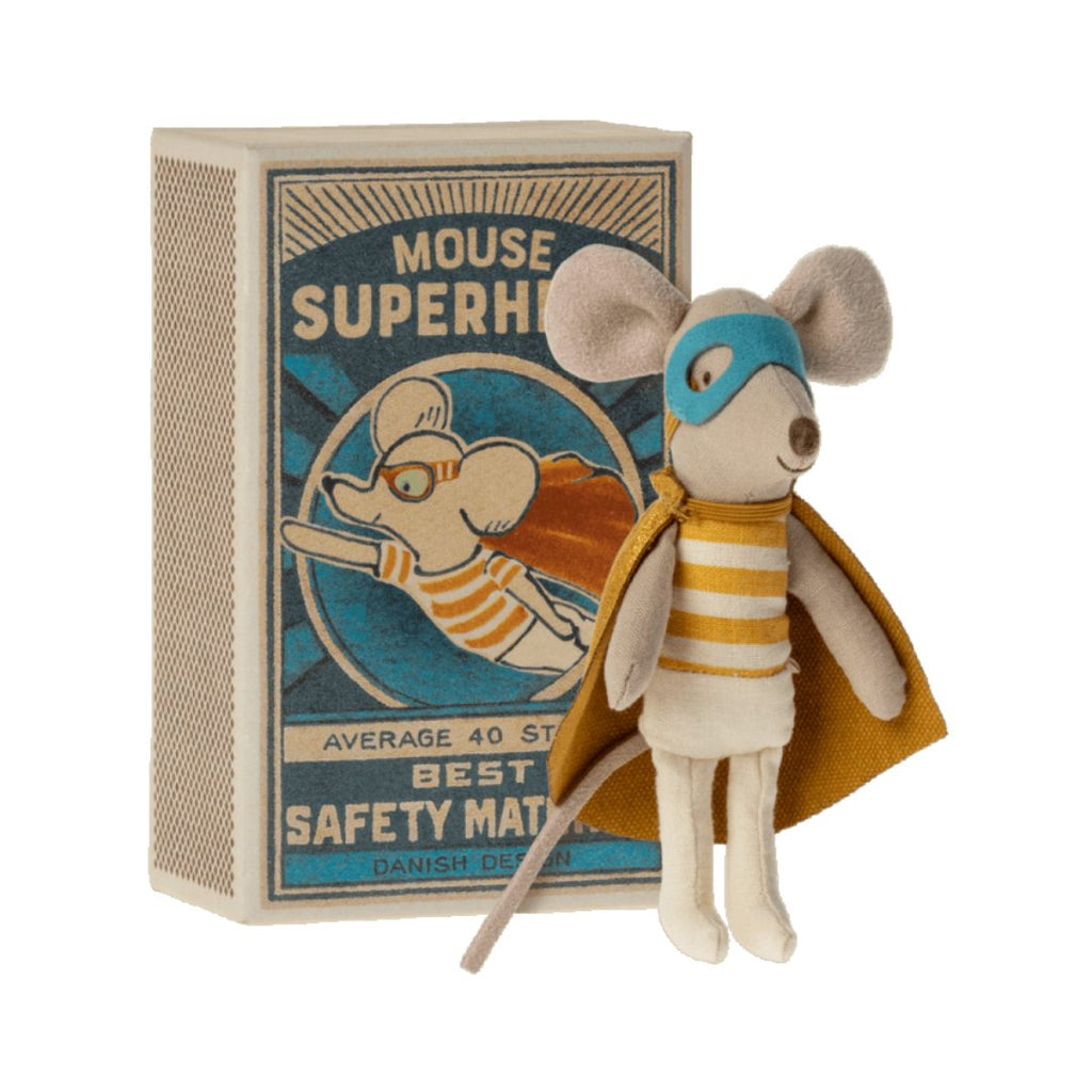 Maileg: Super Hero Mouse, Little Brother in Matchbox - Acorn & Pip_Maileg