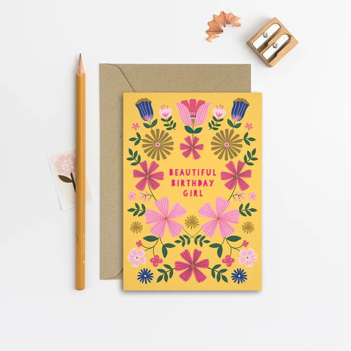 Mifkins: Beautiful Birthday Girl - Birthday Card - Acorn & Pip_Mifkins