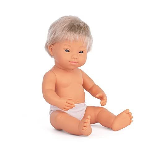 Miniland: Baby Boy Blond (A) with Down Syndrome (38cm Boxed) - Acorn & Pip_Miniland