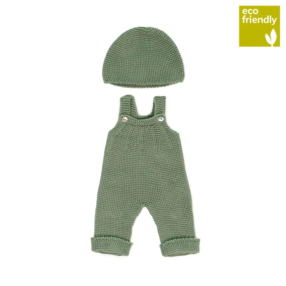 Miniland: Dolls Knitted Overalls Outfit & Beanie Set - 38cm - Acorn & Pip_Miniland