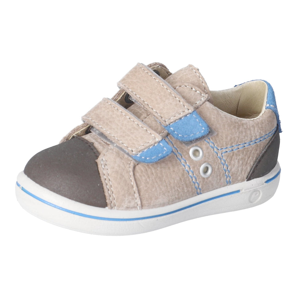 Ricosta: Nippy - Double Velcro Kids Shoe Stone / Blue (Kies) - Acorn & Pip_Ricosta