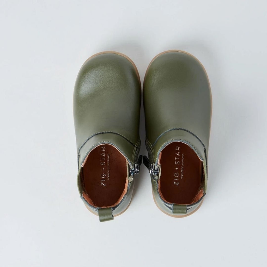 Zig + Star: Rockit Khaki Leather Boot - Acorn & Pip_Zig + Star