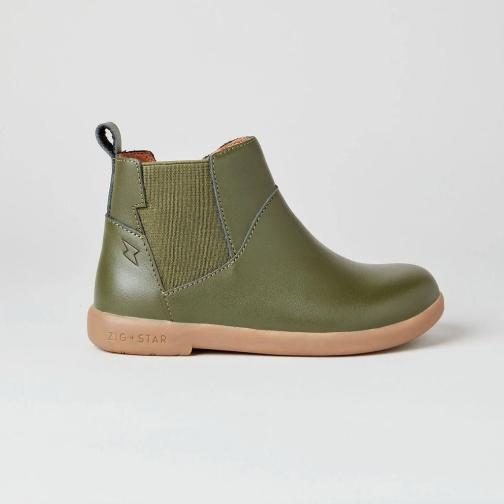 Zig + Star: Rockit Khaki Leather Boot - Acorn & Pip_Zig + Star